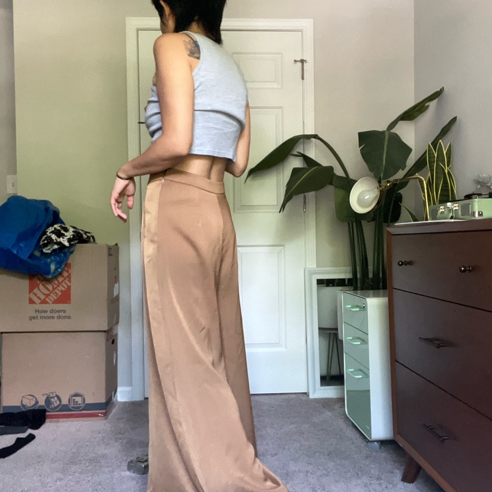 Topshop Tan Wide Leg Pants High-Waisted pants size 8